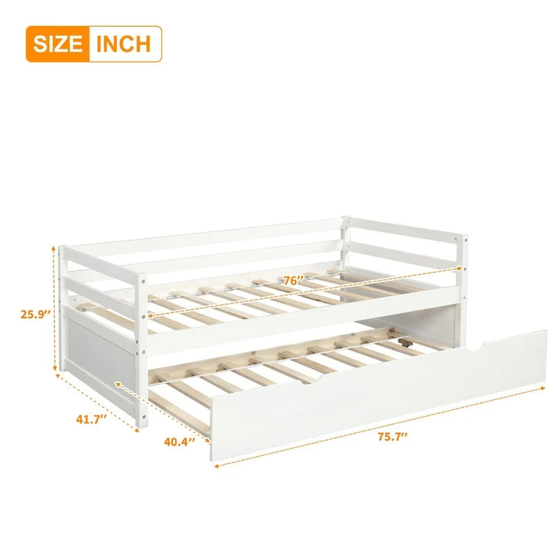 Daybed With Trundle Frame Bamboo Construction For Bedroom
