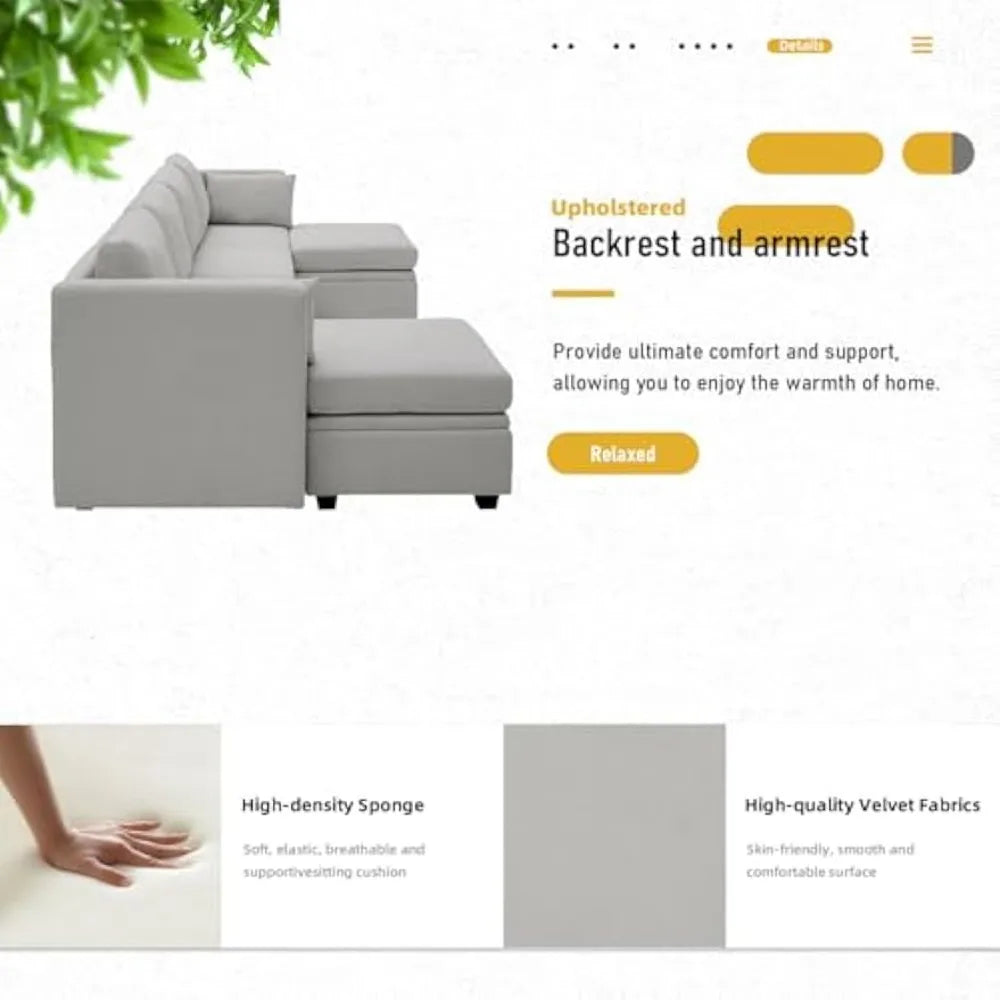 MKDK Modular Sectional Sofa With Storage U Shaped Couch