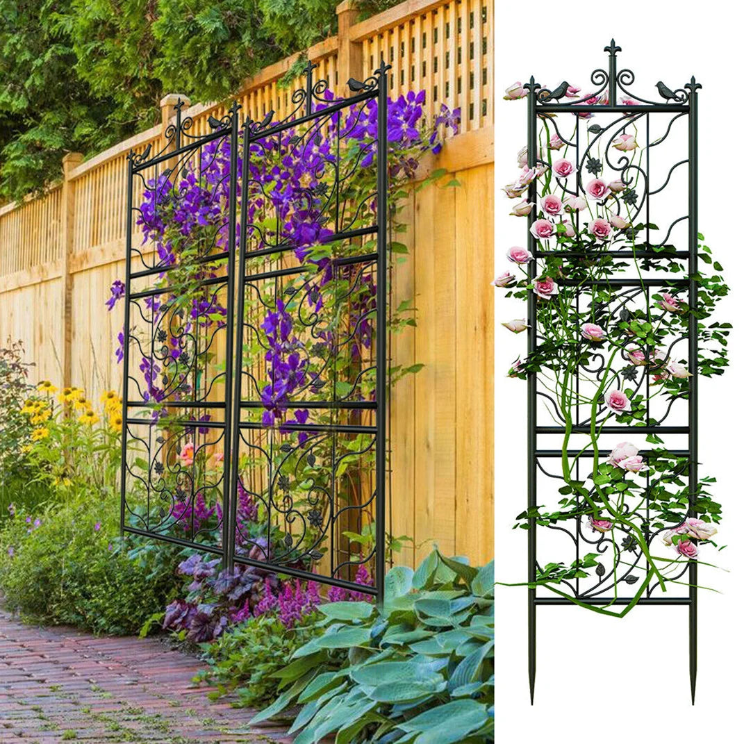 Metal Garden Trellis Tall Climbing Fence for Vegetables Grapes and Flowers
