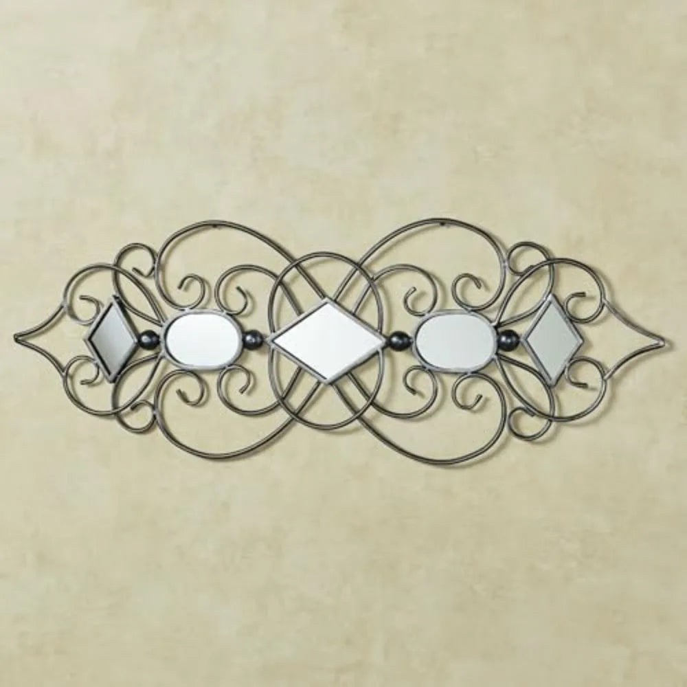 Abstract Scrollwork Mirrored Metal Wall Art Decorative Hanging Mirror