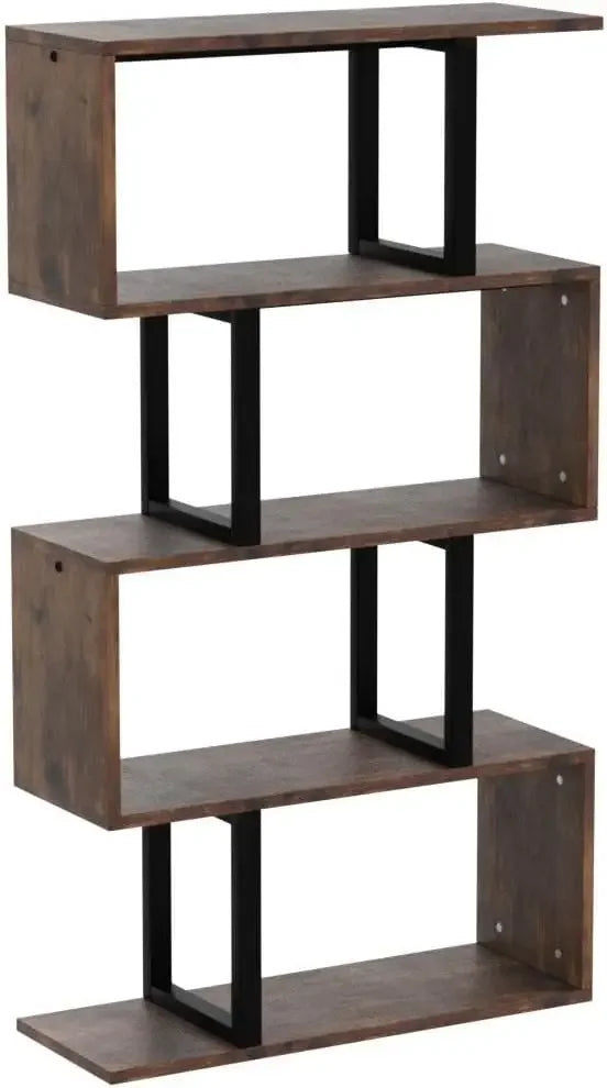 Modern 5 Tier S Shaped Bookshelf Multifunctional Geometric Storage Display Shelf