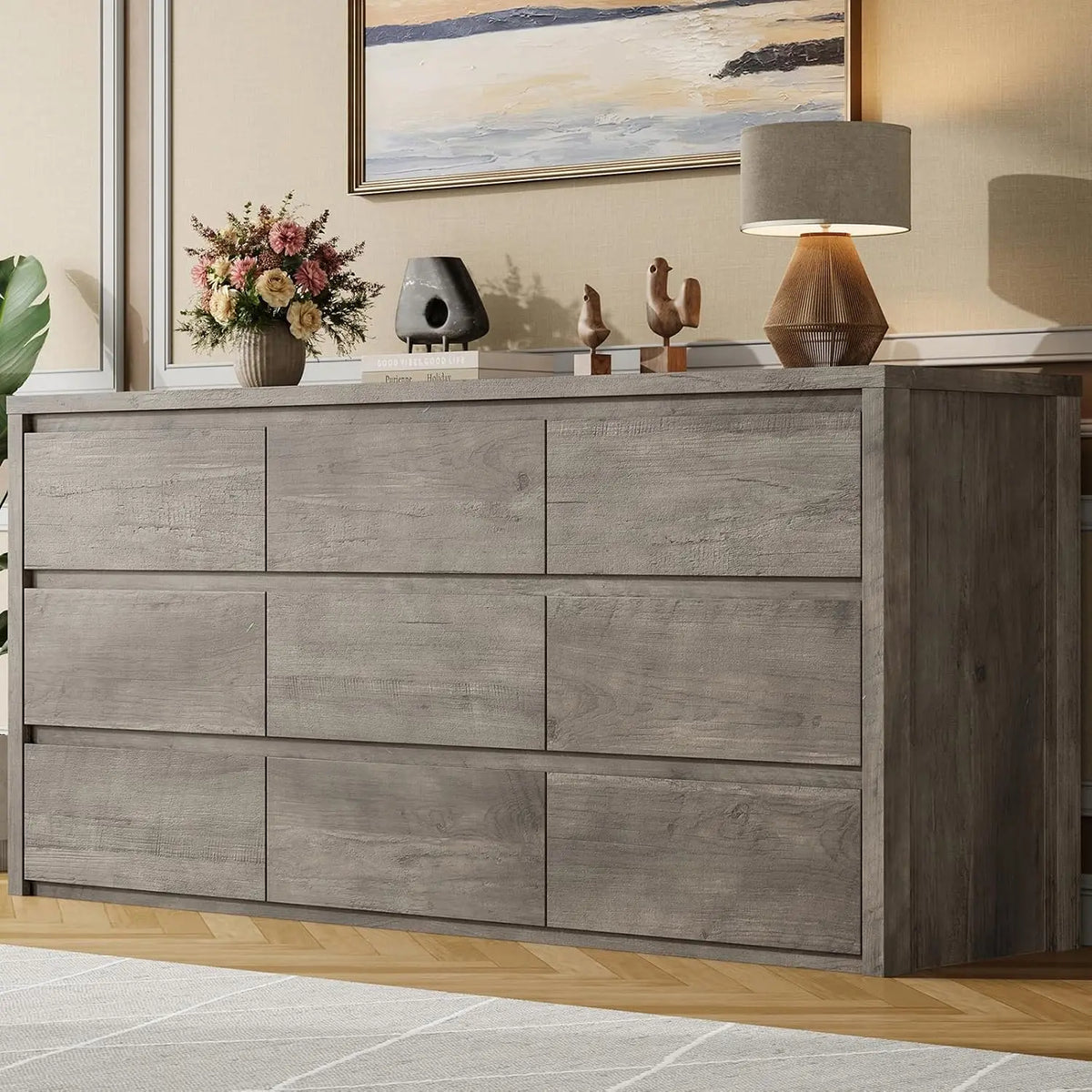 Acekool Modern Handleless Wooden Storage Dresser for Bedroom and Living Room