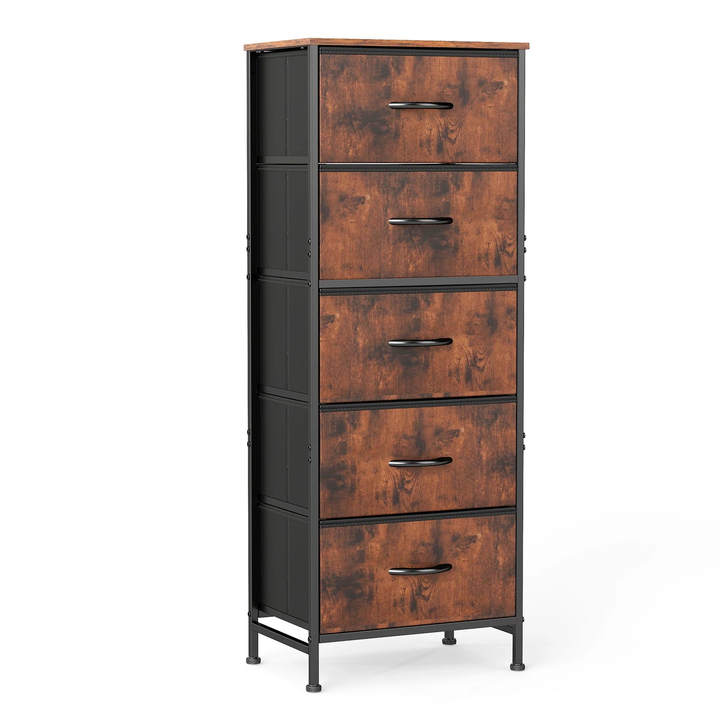 JHK Five Drawer Dresser With Steel Frame For Bedroom