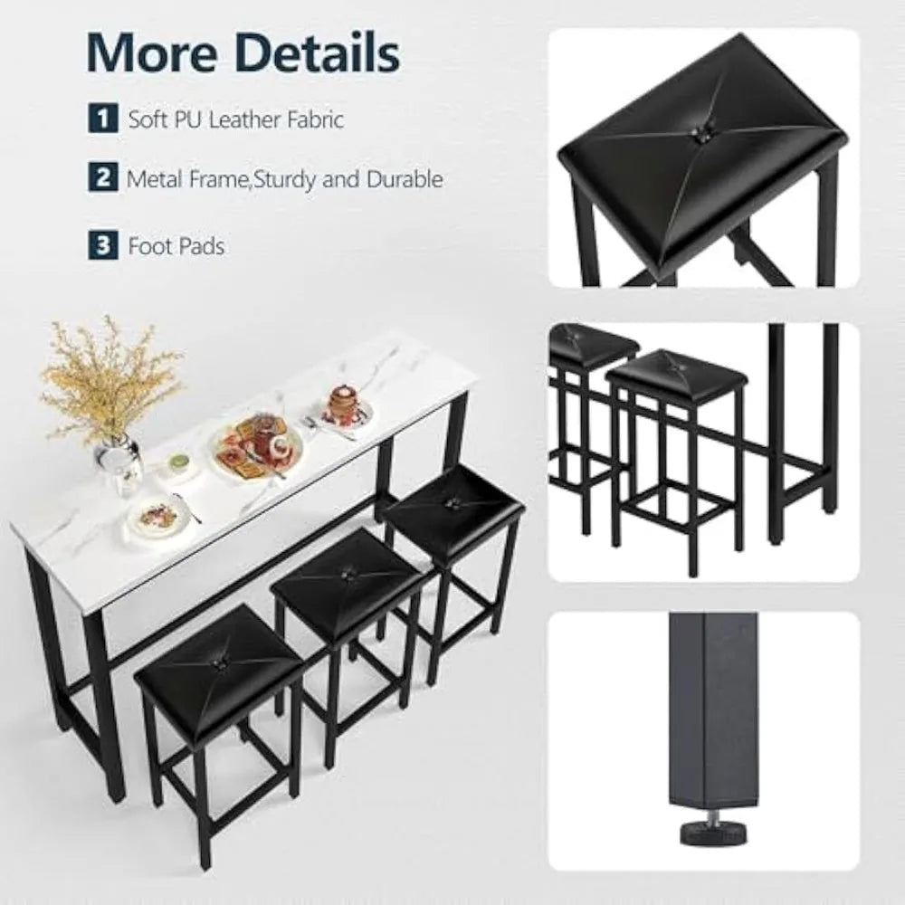 DAFIFY Modern Faux Marble Counter Height Bar Table Set