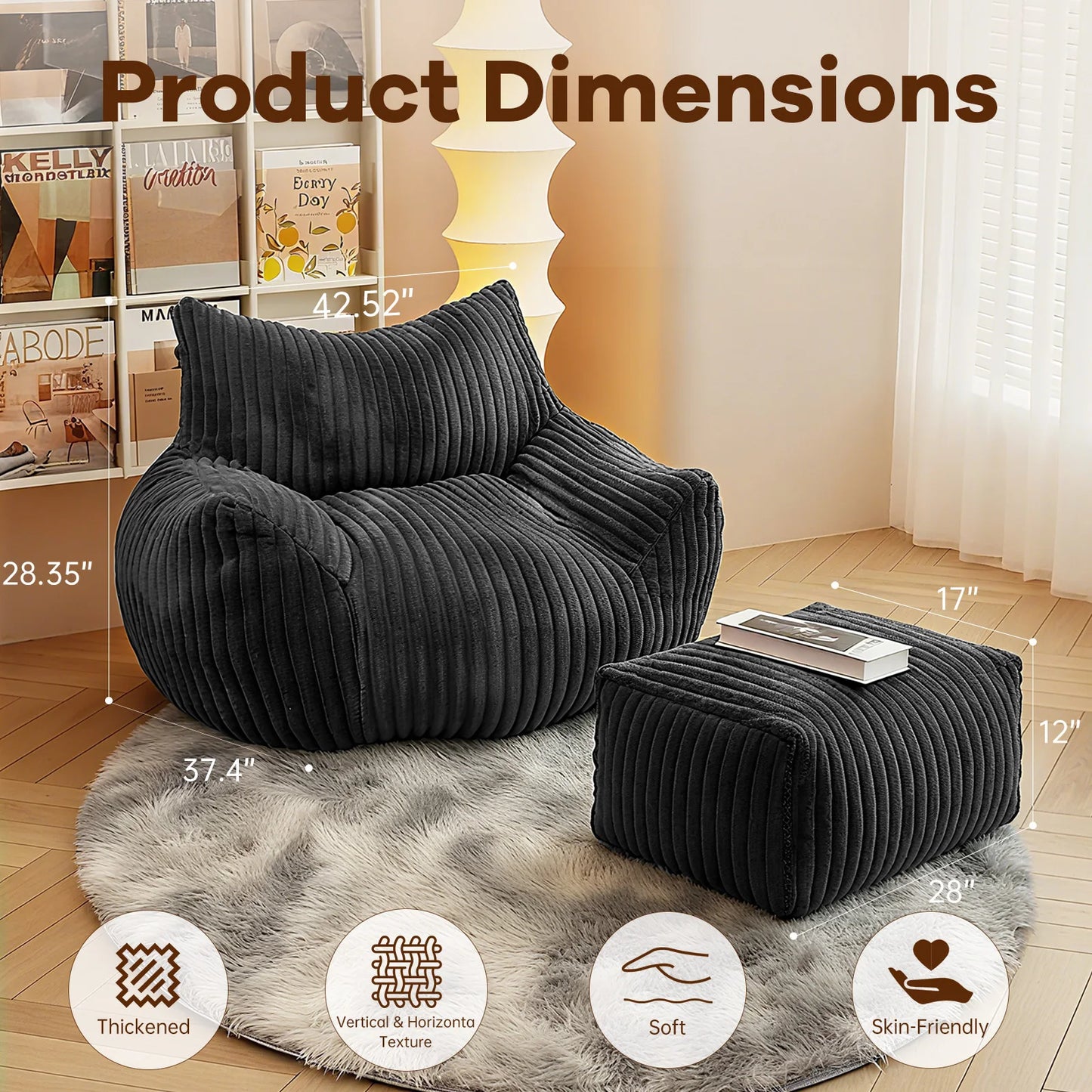 Reading Chair Bean Bag Chairs for Adults Living Room Furniture