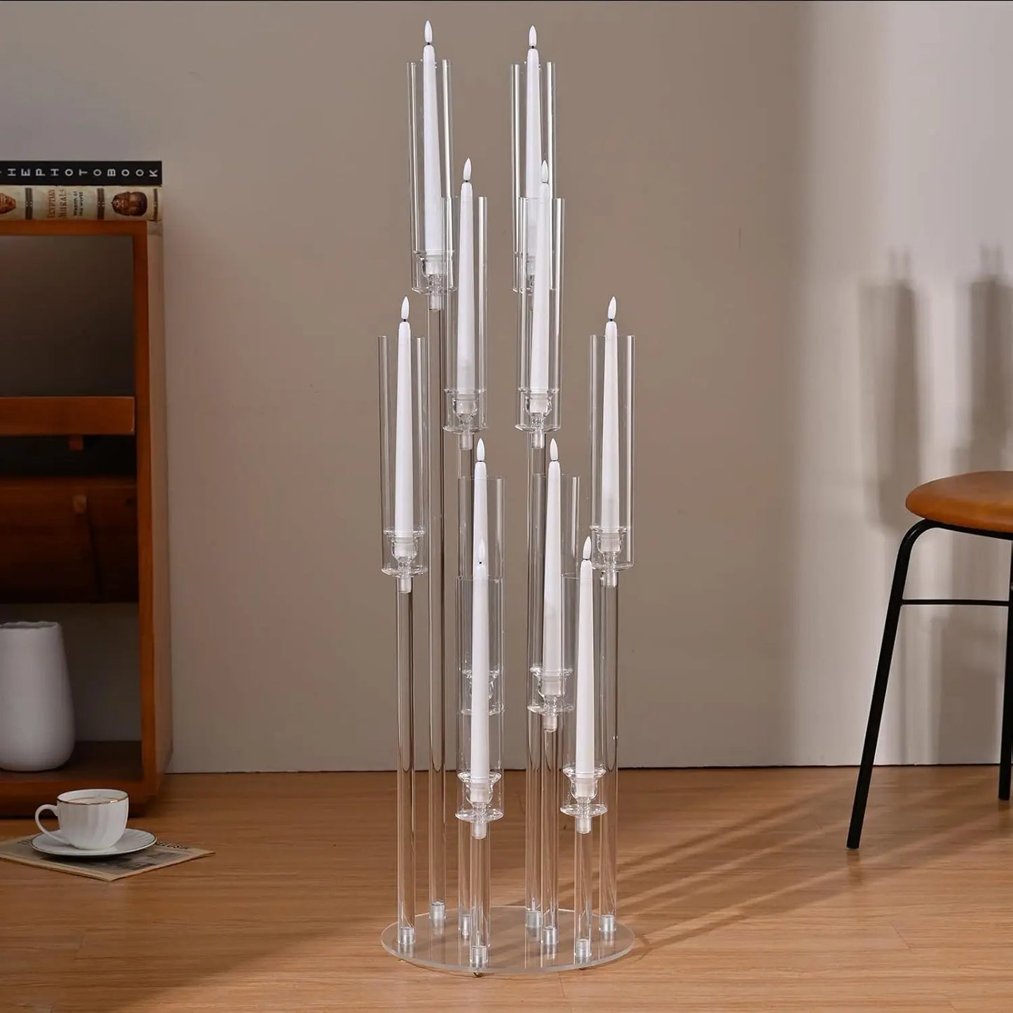 Acrylic Floor Candelabra 10 Arm Centerpiece For Wedding