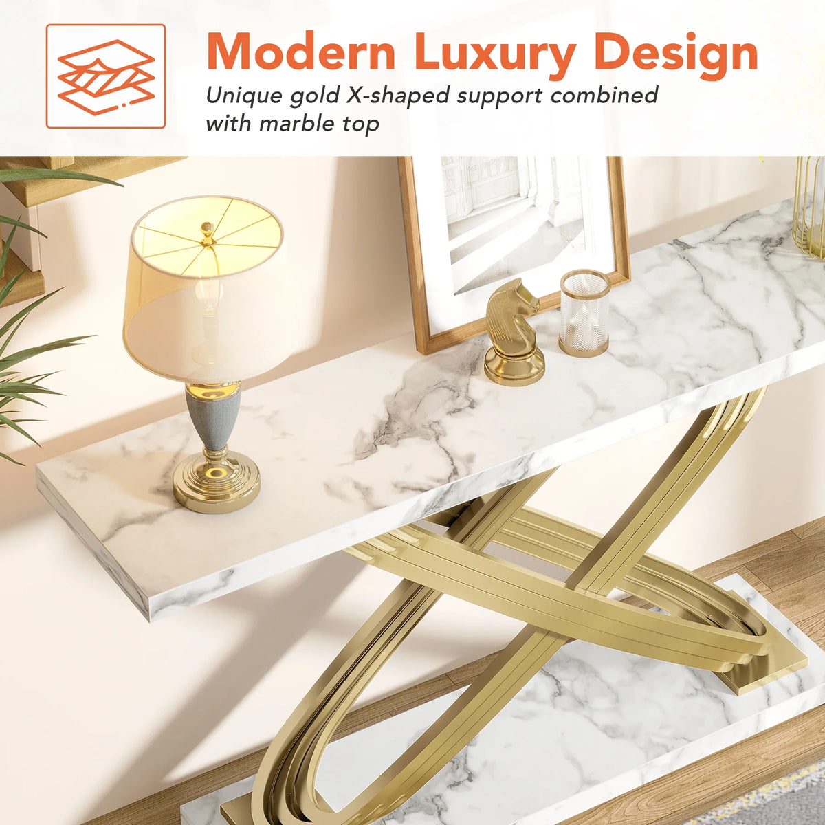Tribesigns Modern Faux Marble Console Table for Entryway Use