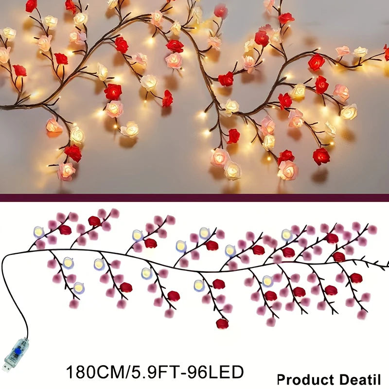 Rose LED Branch Wall LampFixture 96 LEDs Remote Control