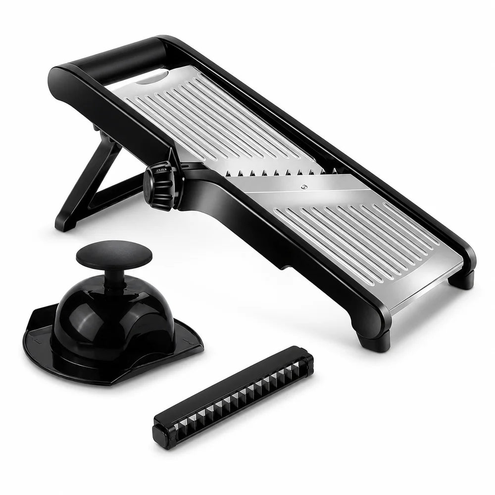 Adjustable Mandoline Slicer With Food Holder And Julienne Cutter