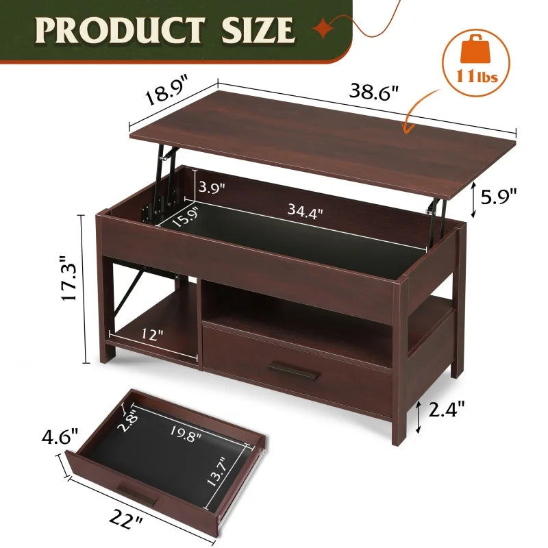 Galaxher Lift Top Coffee Table With Hidden Storage
