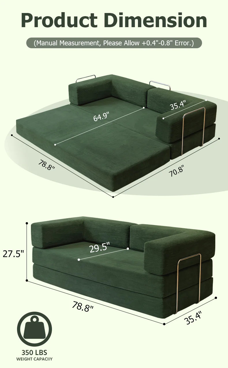 YQzyphyna Futon Sofa Bed 4in1 Convertible Couch Loveseat