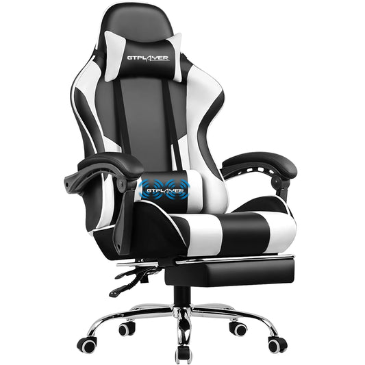 GTPLAYER Gaming Chair With Headrest Footrest And Lumbar Support