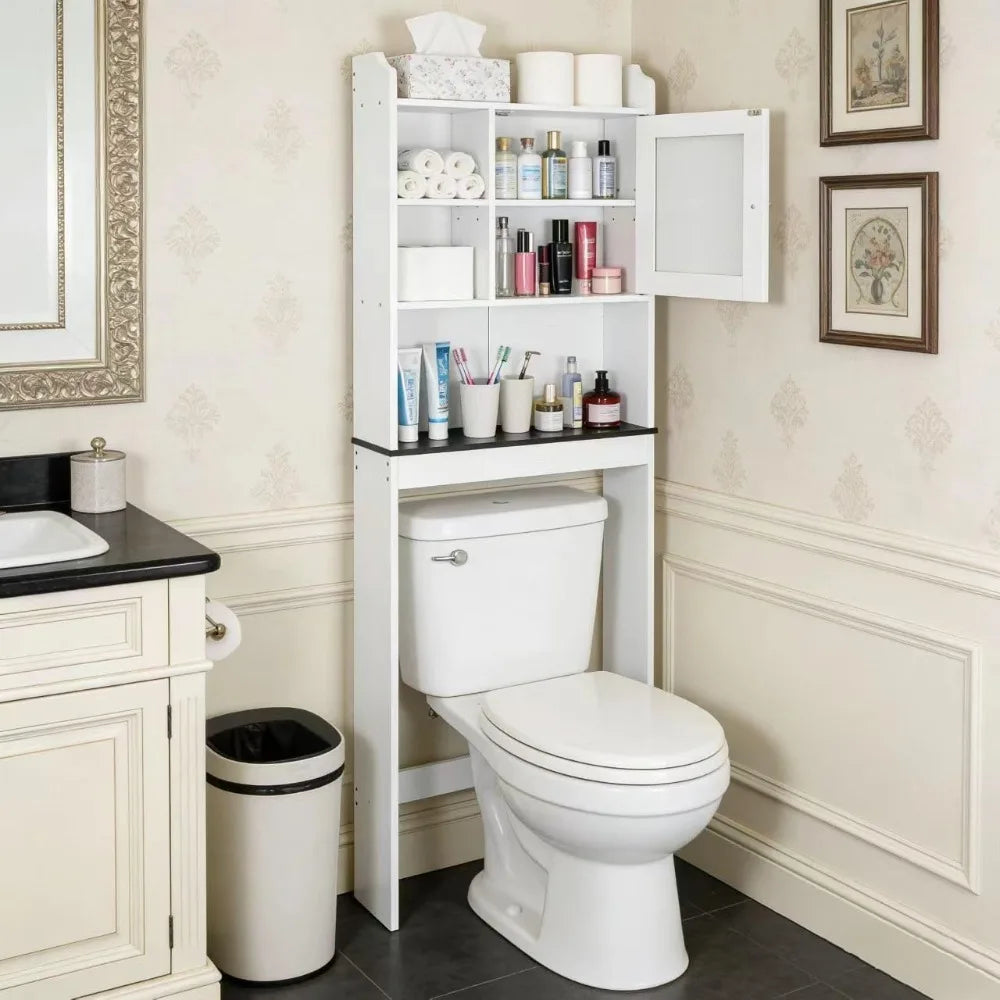Over The Toilet Storage Cabinet Bathroom Organizer Adjustable Shelf