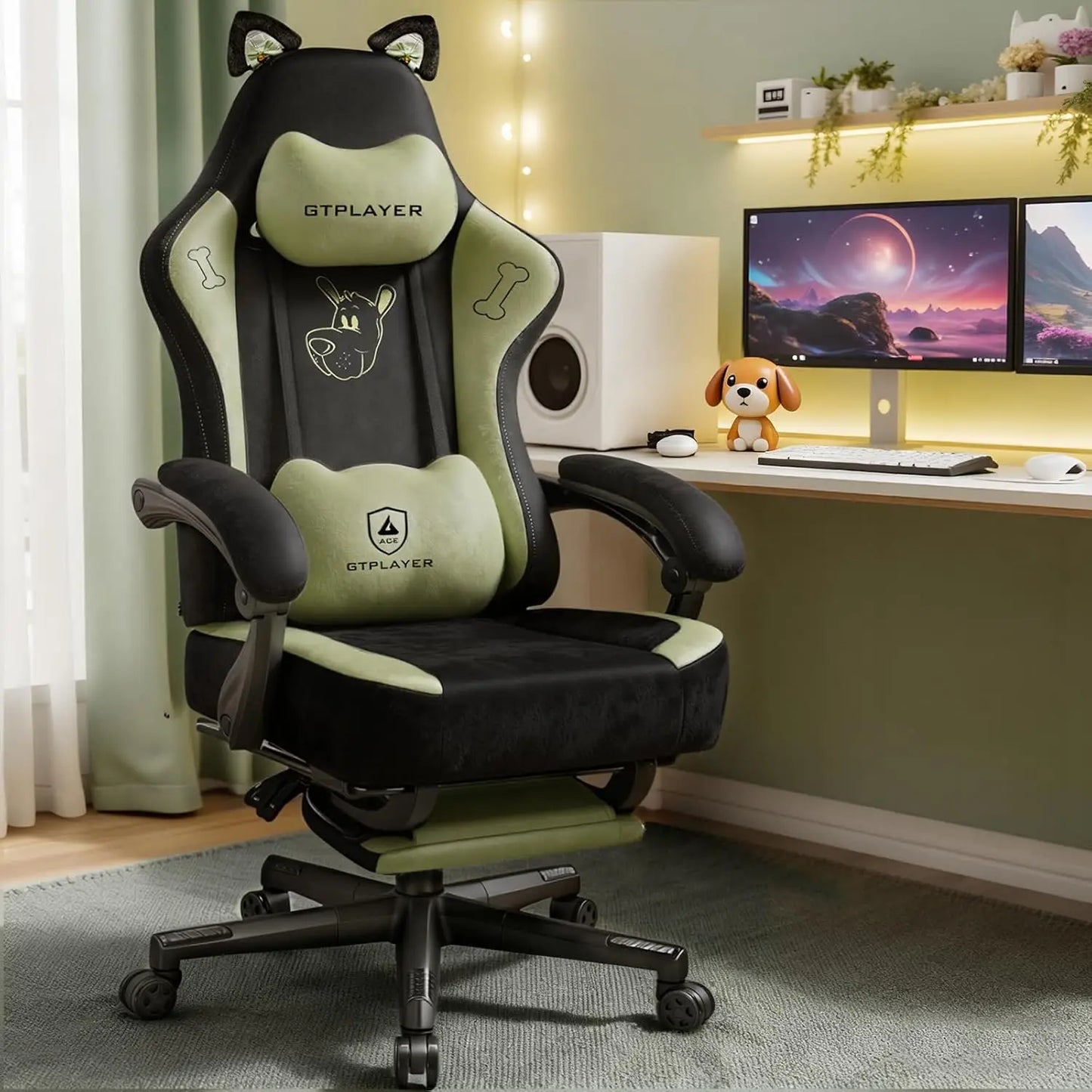 GTPLAYER Ergonomics Cat Ear Gaming Chair With Lumbar Support
