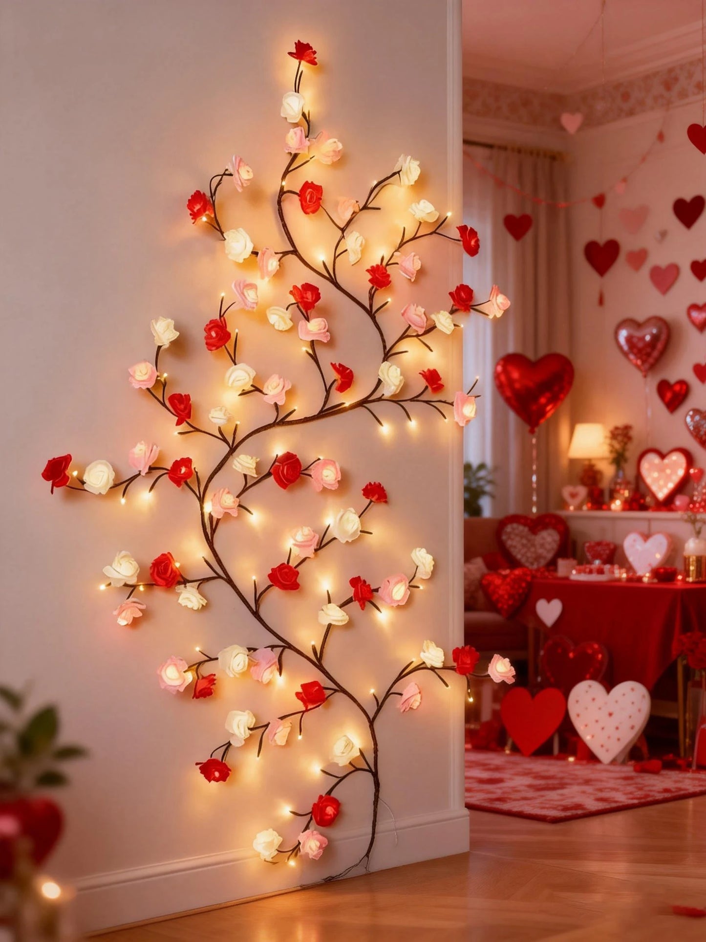 Rose LED Branch Wall LampFixture 96 LEDs Remote Control