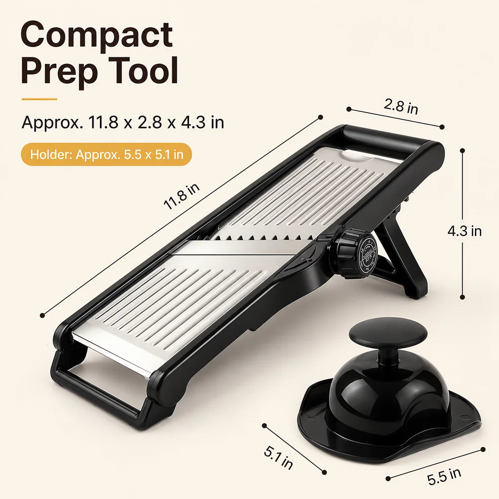 Adjustable Mandoline Slicer With Food Holder And Julienne Cutter