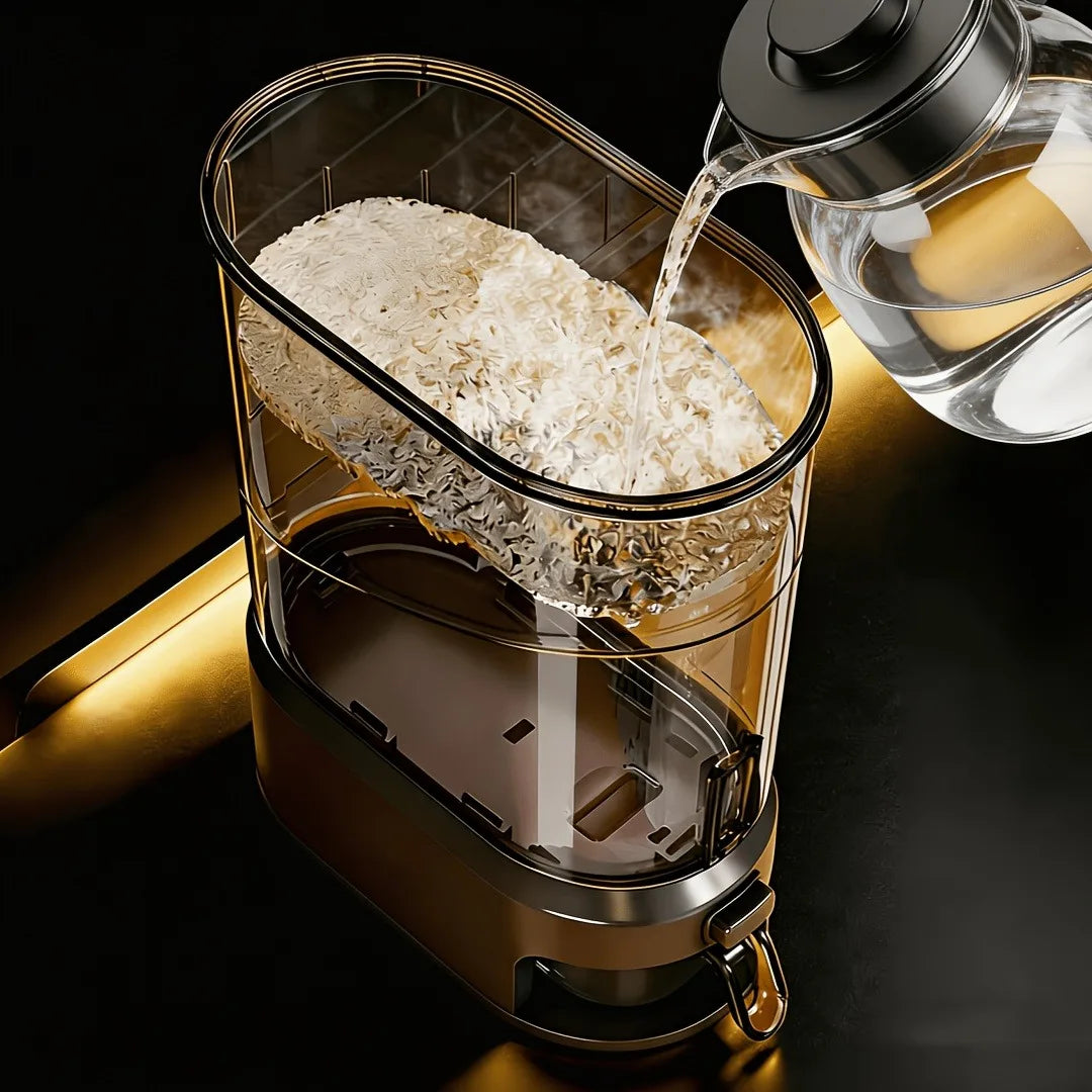 Transparent Rice Dispenser With Measuring Cup For Pantry Storage
