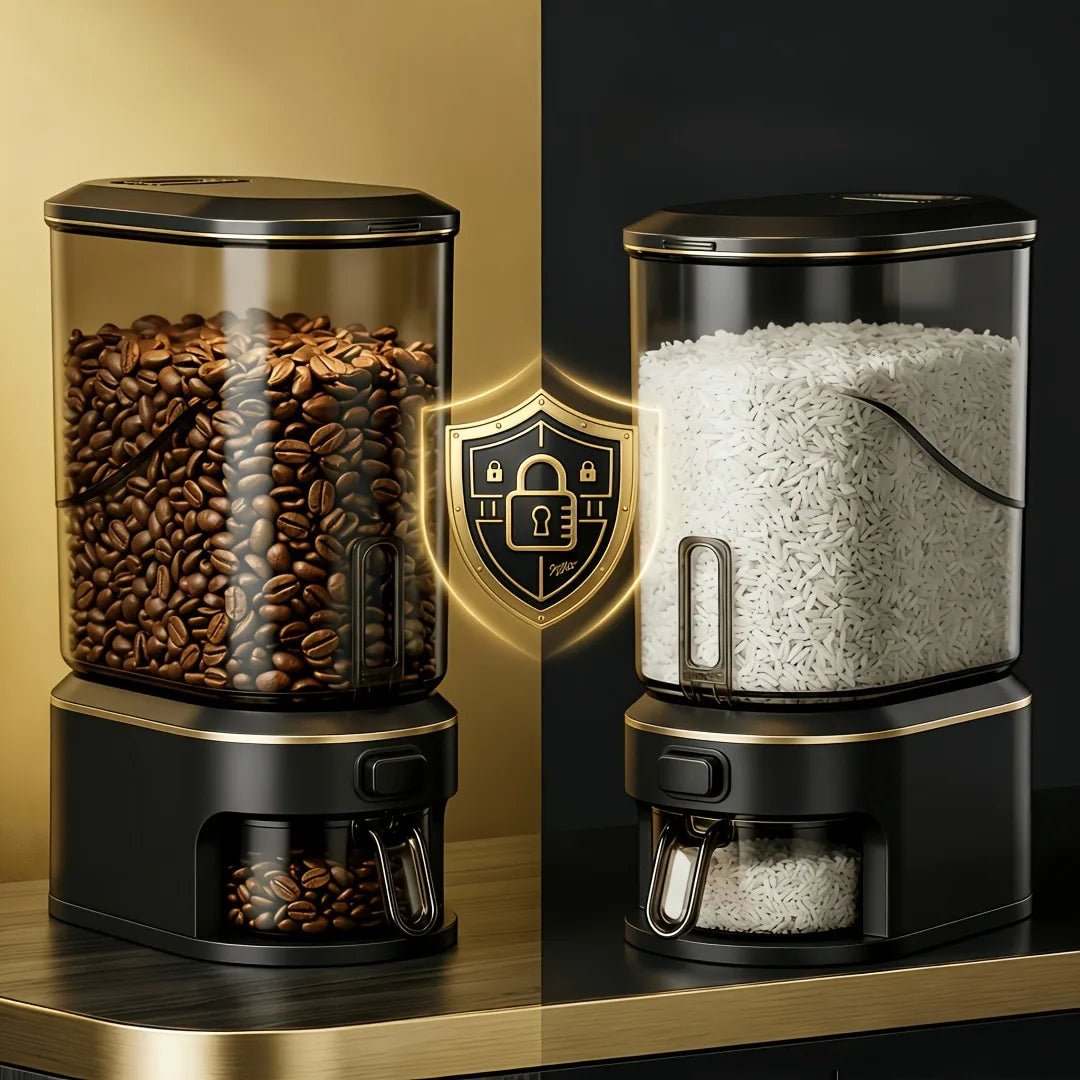 Transparent Rice Dispenser With Measuring Cup For Pantry Storage