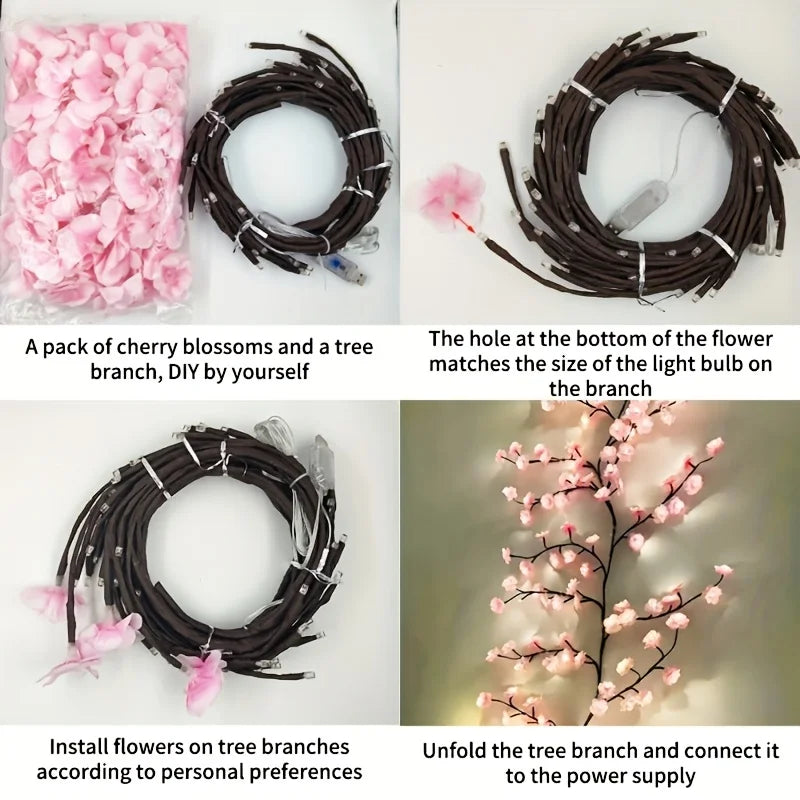 96LED Cherry Blossom Tree Light for Bedroom Decor Parties