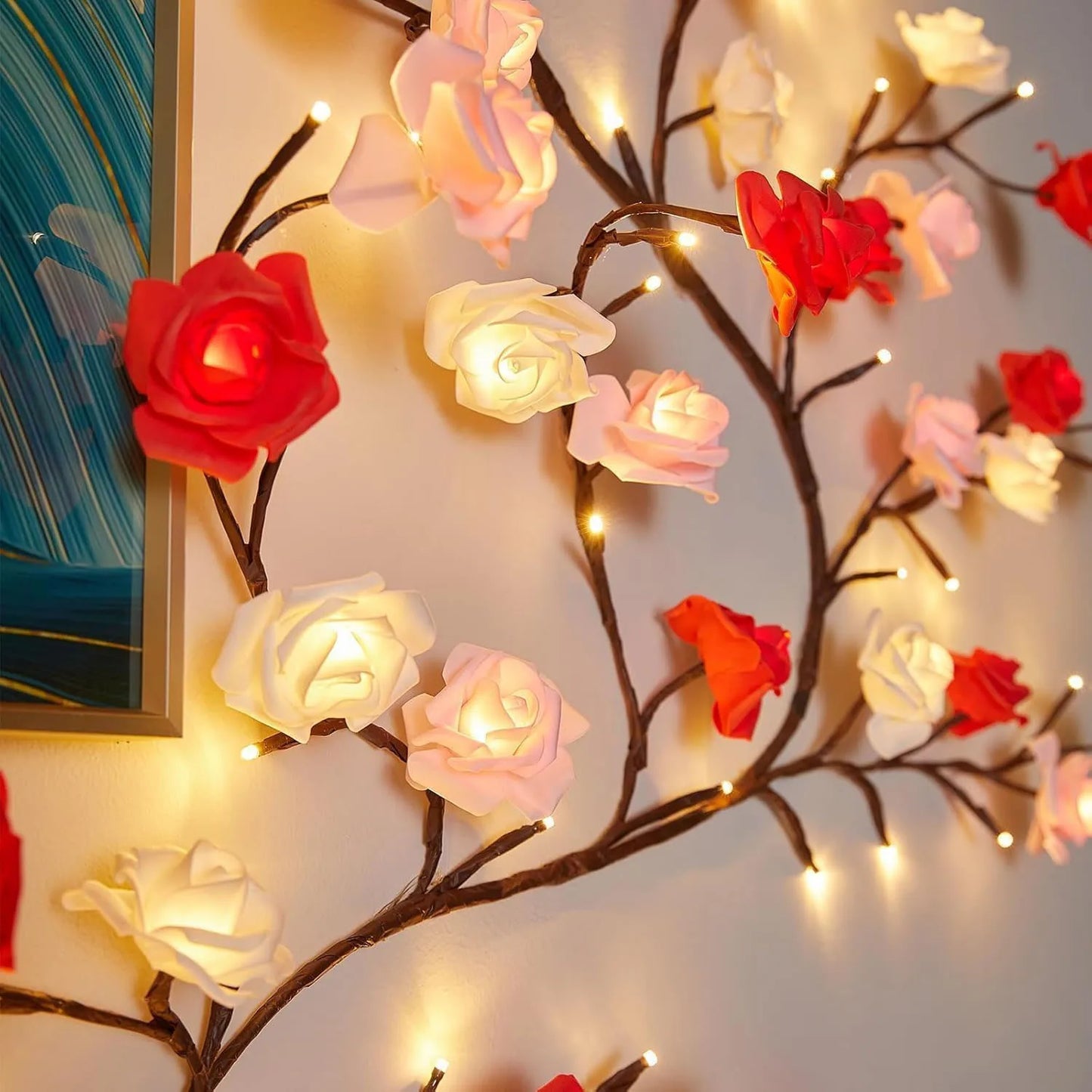 Rose LED Branch Wall LampFixture 96 LEDs Remote Control