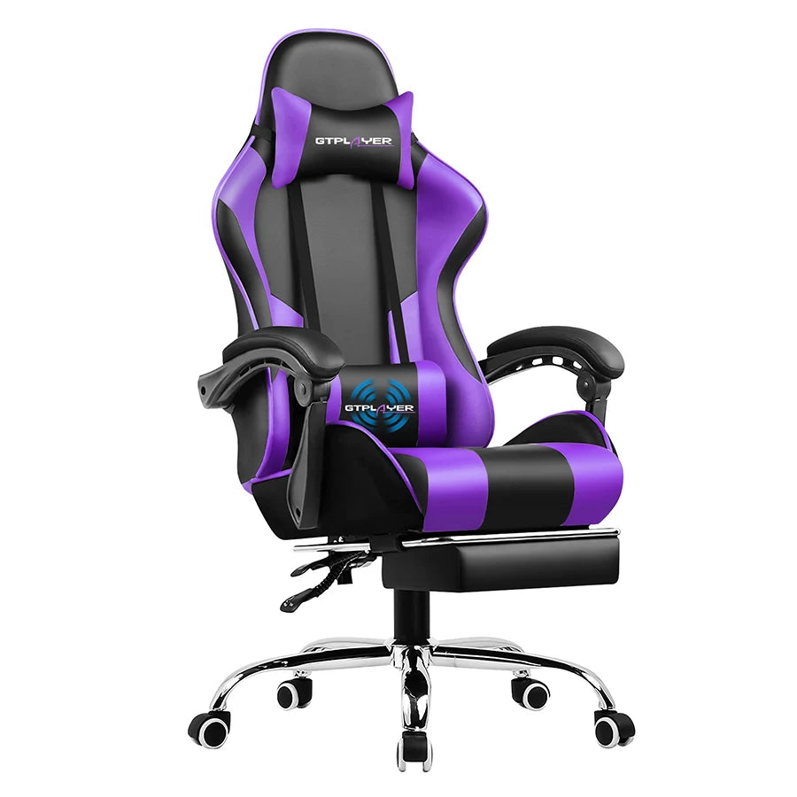 GTPLAYER Gaming Chair With Headrest Footrest And Lumbar Support