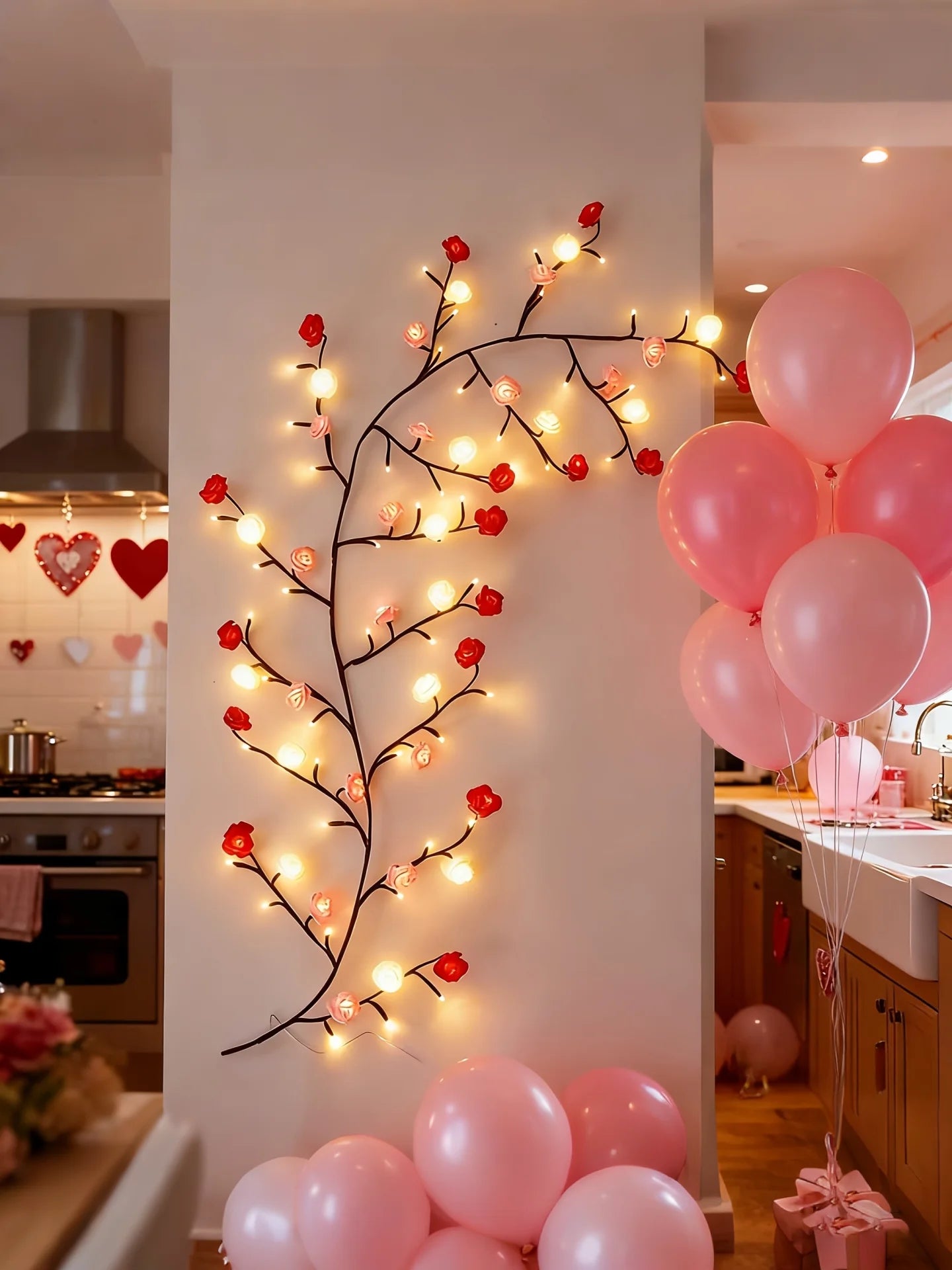 Rose LED Branch Wall LampFixture 96 LEDs Remote Control