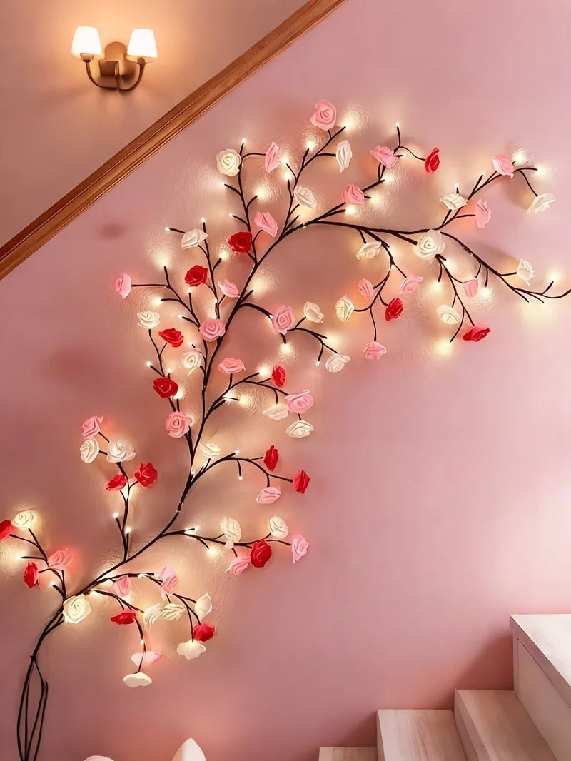 Rose LED Branch Wall LampFixture 96 LEDs Remote Control