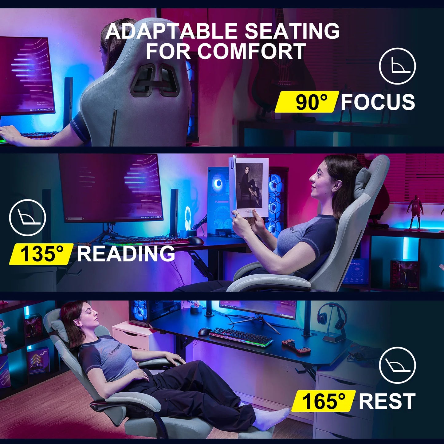GTPLAYER Ergonomic Gaming Chair With Pocket Spring Cushion