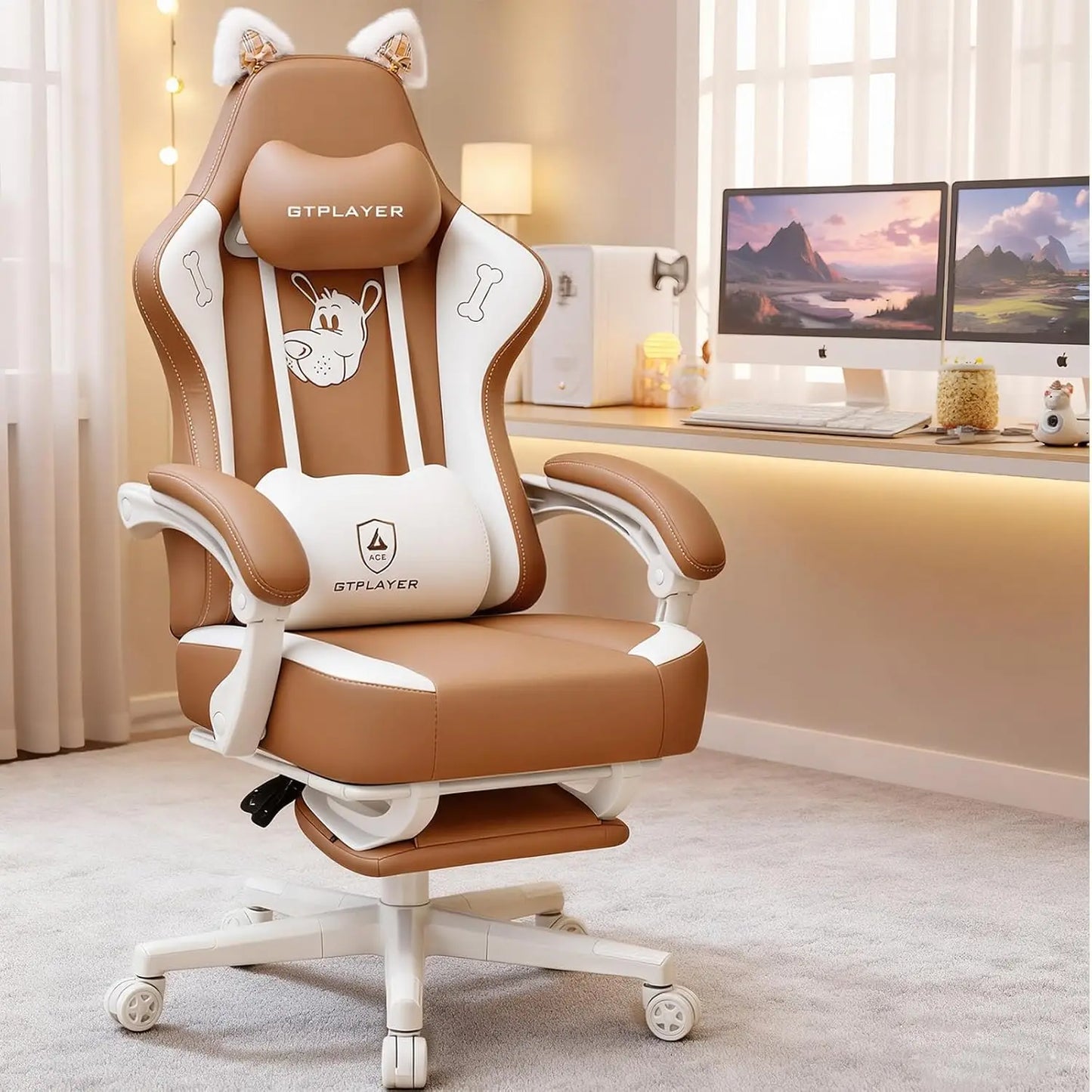 GTPLAYER Ergonomics Cat Ear Gaming Chair With Lumbar Support