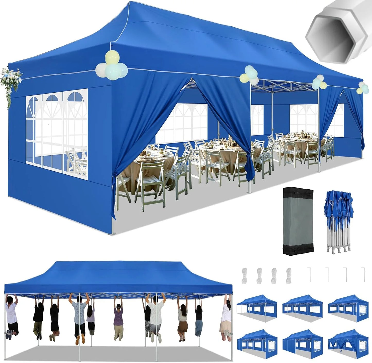 COBIZICN Pop Up Canopy Tent Gazebo 8 Sidewalls Outdoor