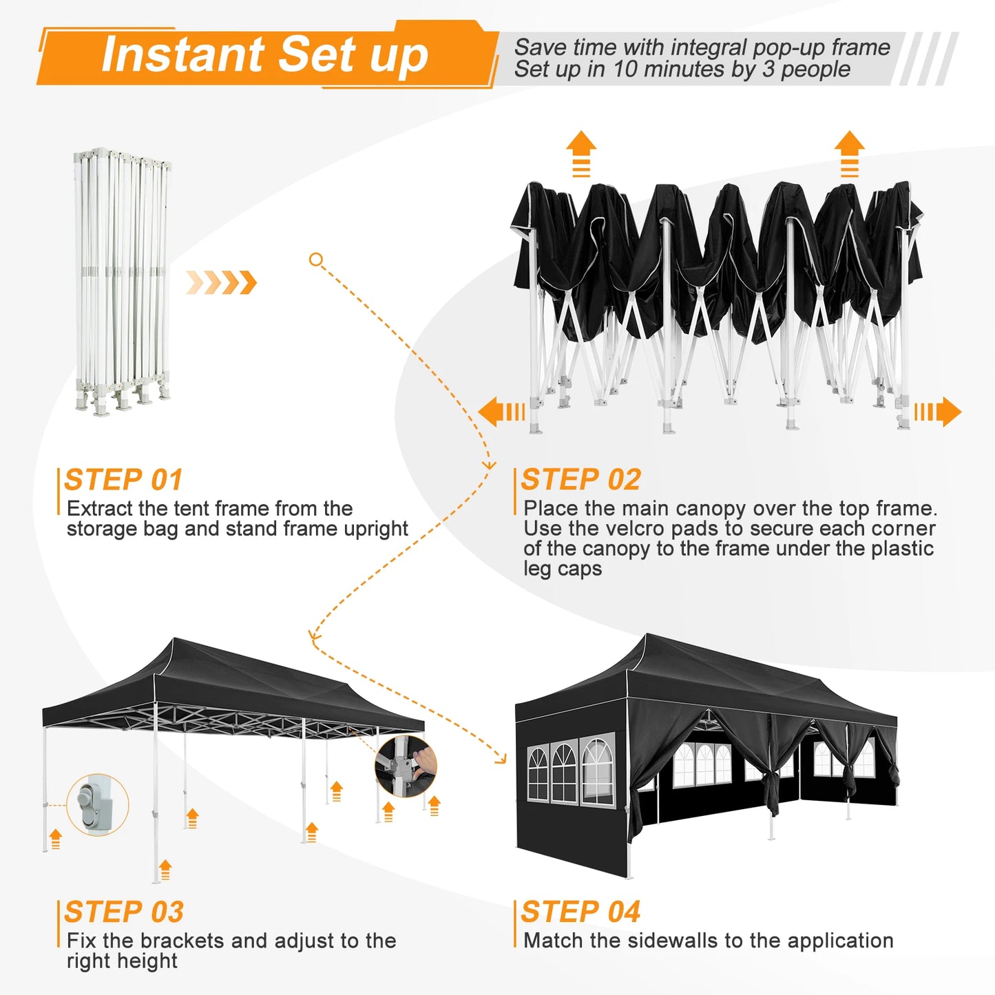 COBIZICN Pop Up Canopy Tent Gazebo 8 Sidewalls Outdoor