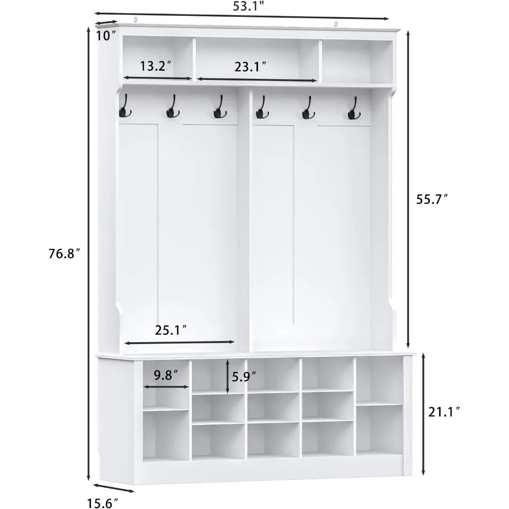 Hall Tree Bench With Shoe Storage Farmhouse Mudroom Organizer