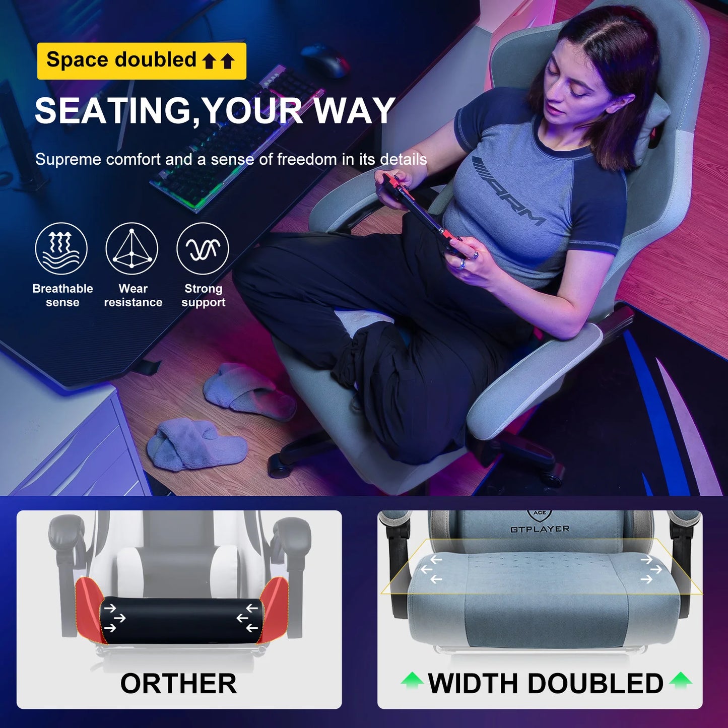 GTPLAYER Ergonomic Gaming Chair With Pocket Spring Cushion