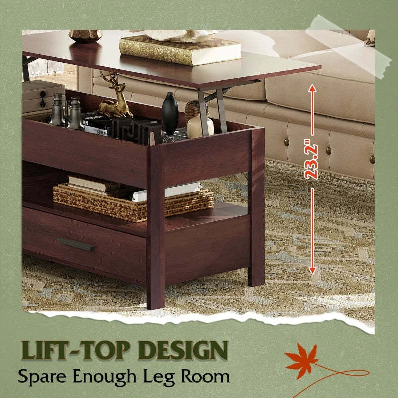 Galaxher Lift Top Coffee Table With Hidden Storage