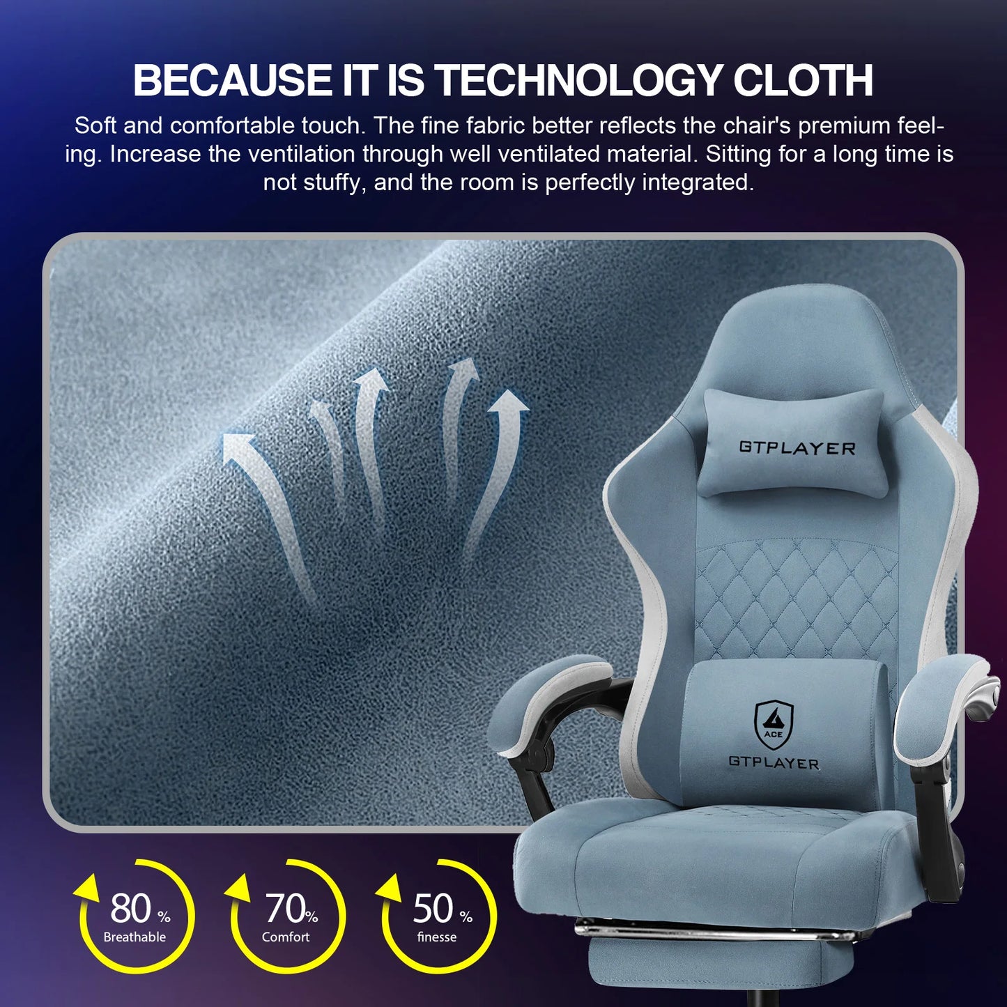GTPLAYER Ergonomic Gaming Chair With Pocket Spring Cushion