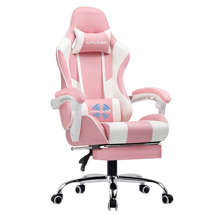 GTPLAYER Gaming Chair With Headrest Footrest And Lumbar Support