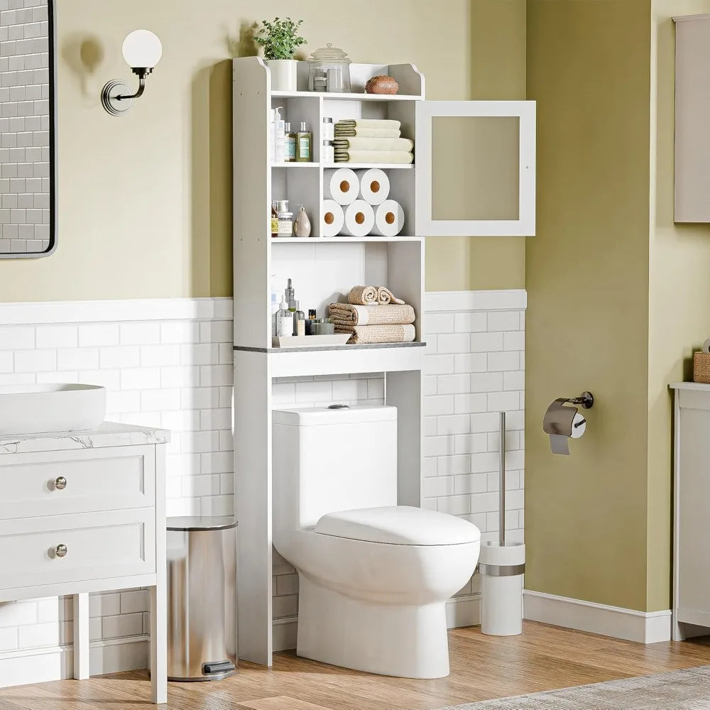 Over The Toilet Storage Cabinet Bathroom Organizer Adjustable Shelf