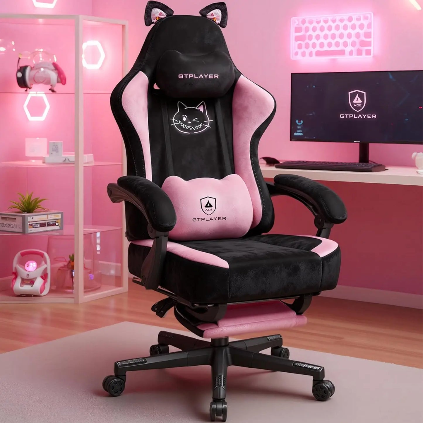 GTPLAYER Ergonomics Cat Ear Gaming Chair With Lumbar Support