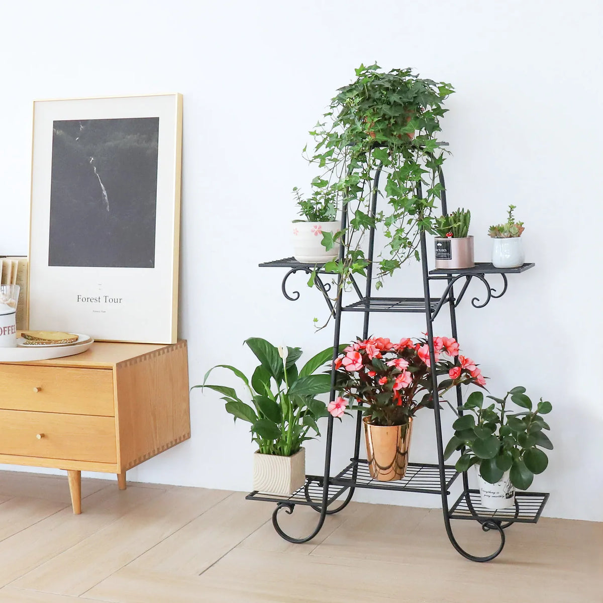 BINGOPAW 7 Tier Metal Plant Stand Indoor Outdoor Shelf