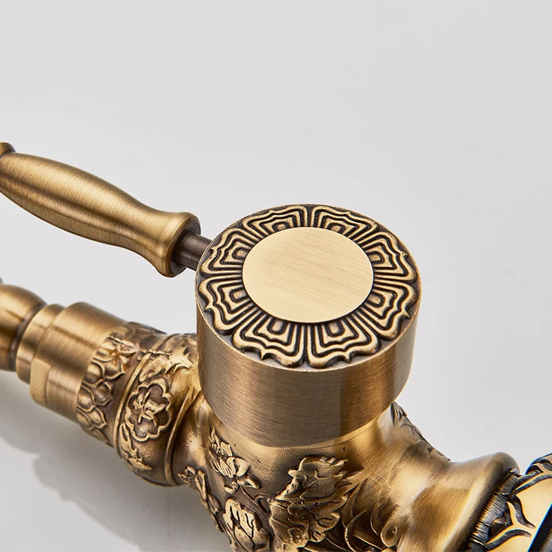 Rozin Flower Carved Bathroom Basin Faucet Single Handle Mixer