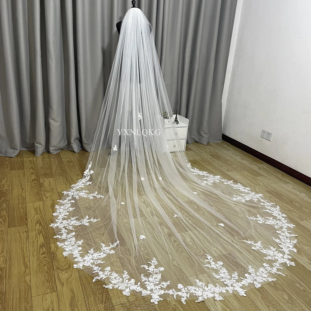 YXNLQKGCN Cathedral Lace Bridal Veil With Comb