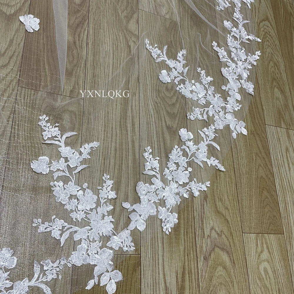 YXNLQKGCN Cathedral Lace Bridal Veil With Comb