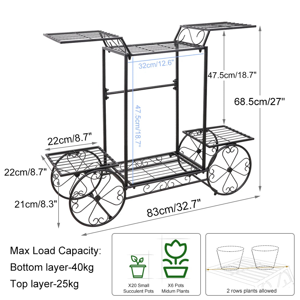 BINGOPAW Metal Plant Stand Indoor Outdoor Garden Display Shelf