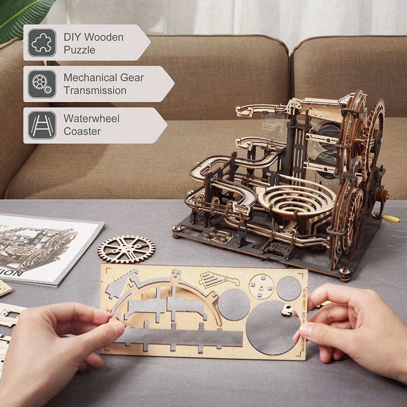 Robotime Marble Run 3D Wooden Puzzle Kit Night City
