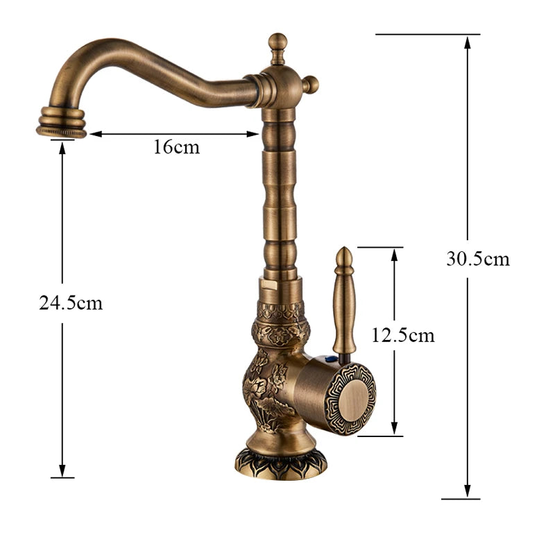 Rozin Flower Carved Bathroom Basin Faucet Single Handle Mixer