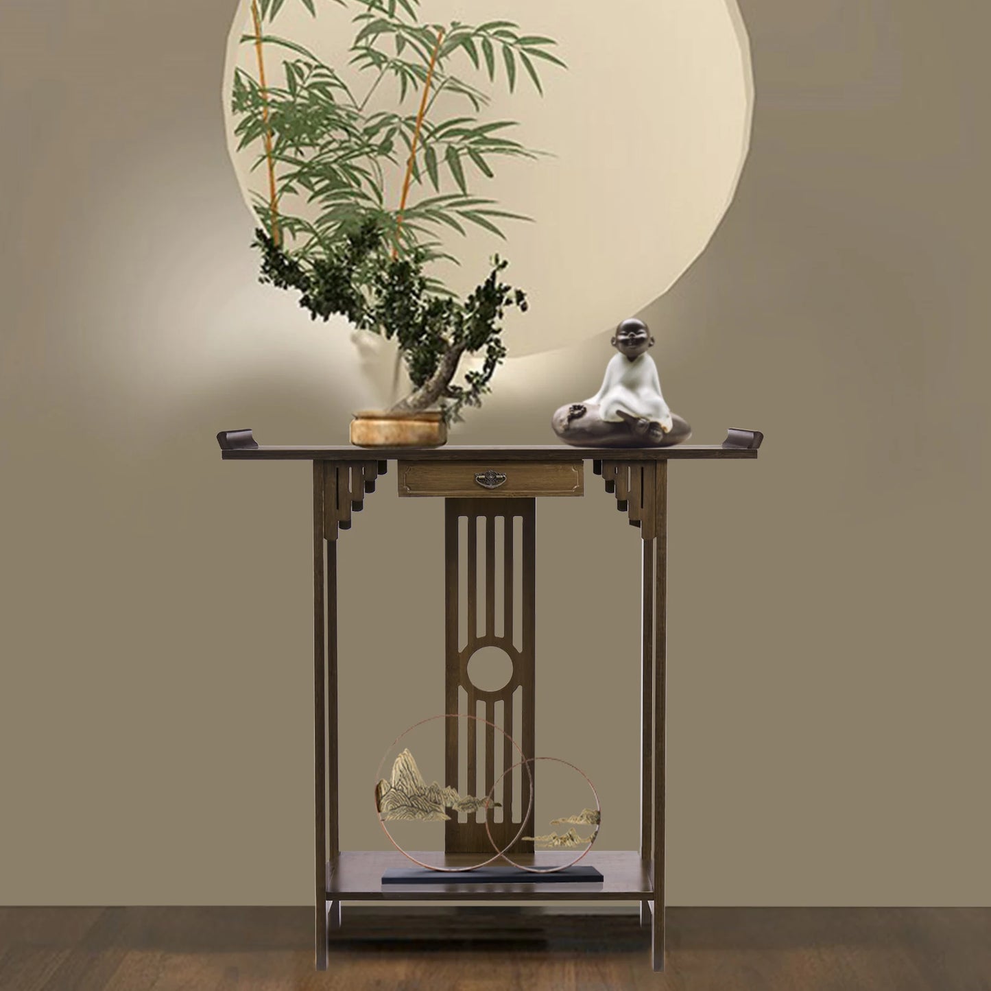 BINGOPAW Bamboo Console Table Antique Entryway Sofa