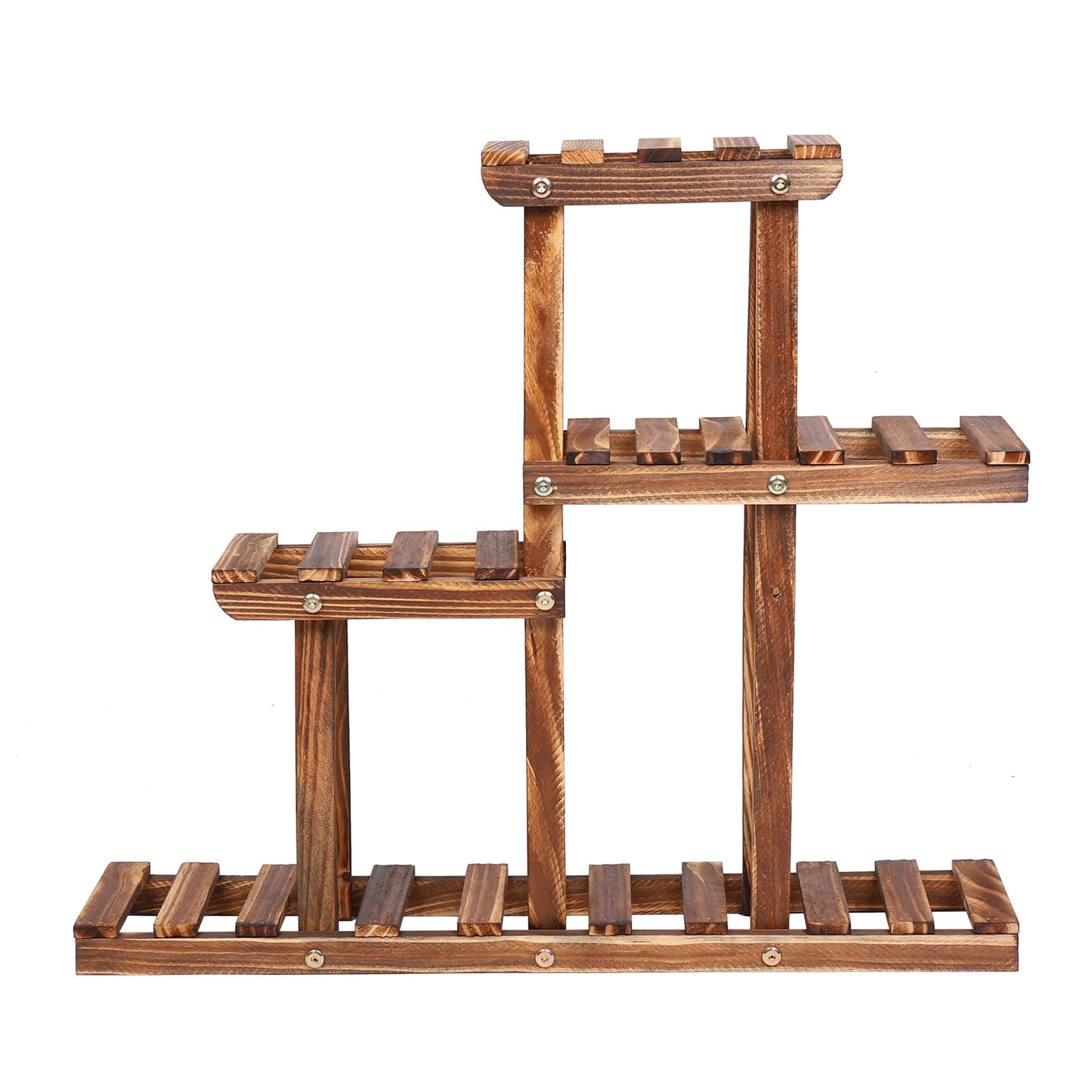 BINGOPAW Carbonized Wood Plant Stand Four Tier Succulent Rack