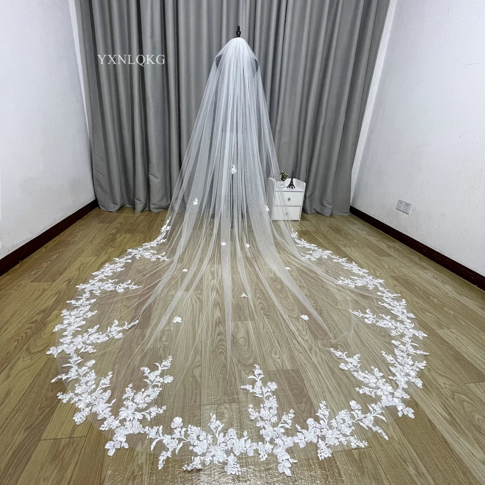 YXNLQKGCN Cathedral Lace Bridal Veil With Comb