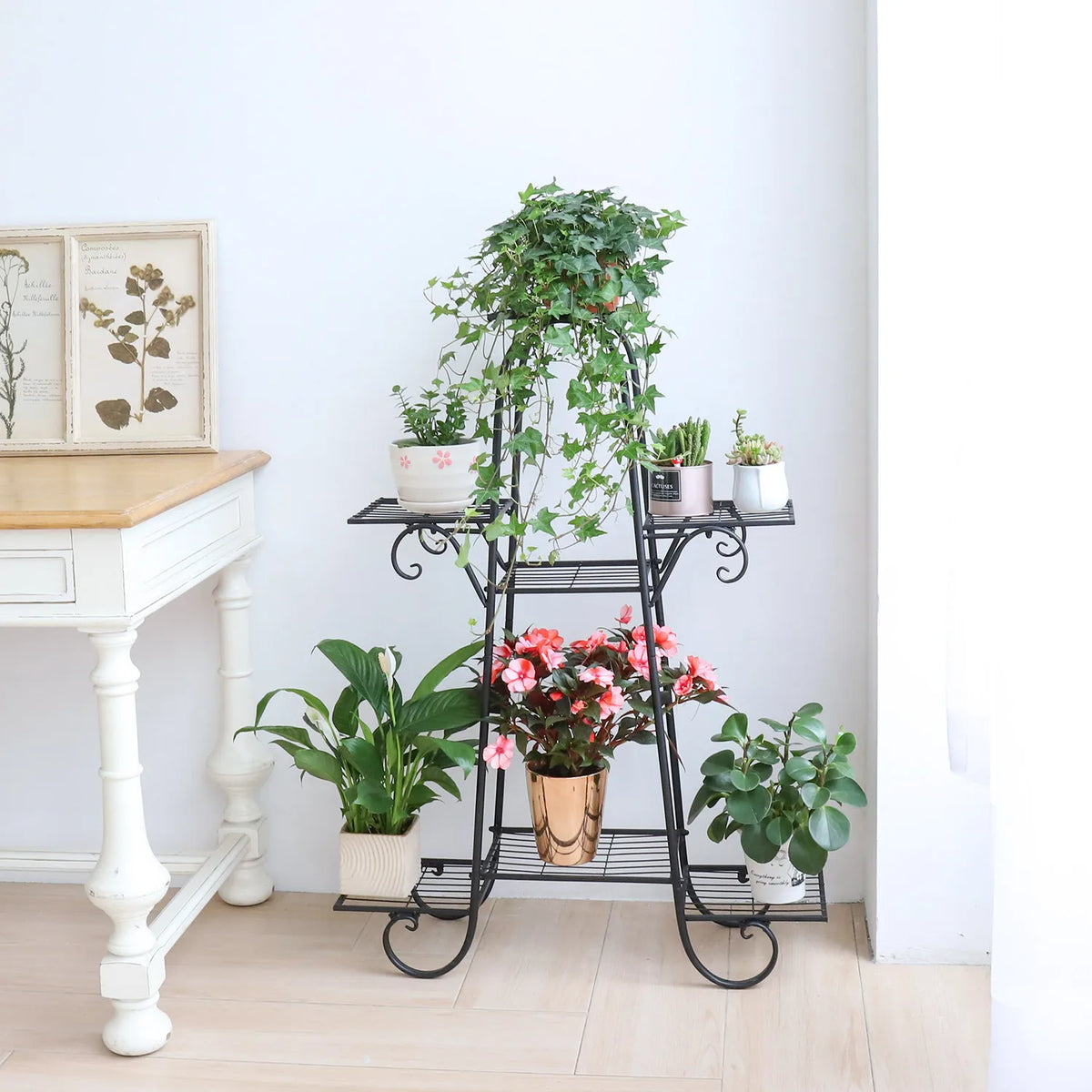 BINGOPAW 7 Tier Metal Plant Stand Indoor Outdoor Shelf