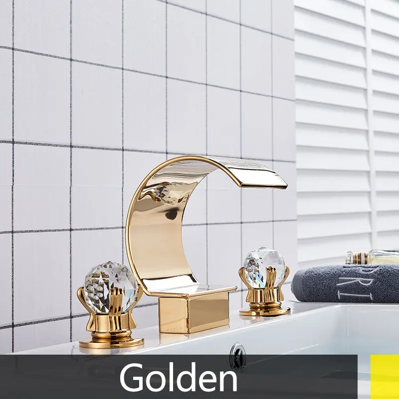 Suguword Crystal Deck Mounted Bathroom Faucet With Dual Handles